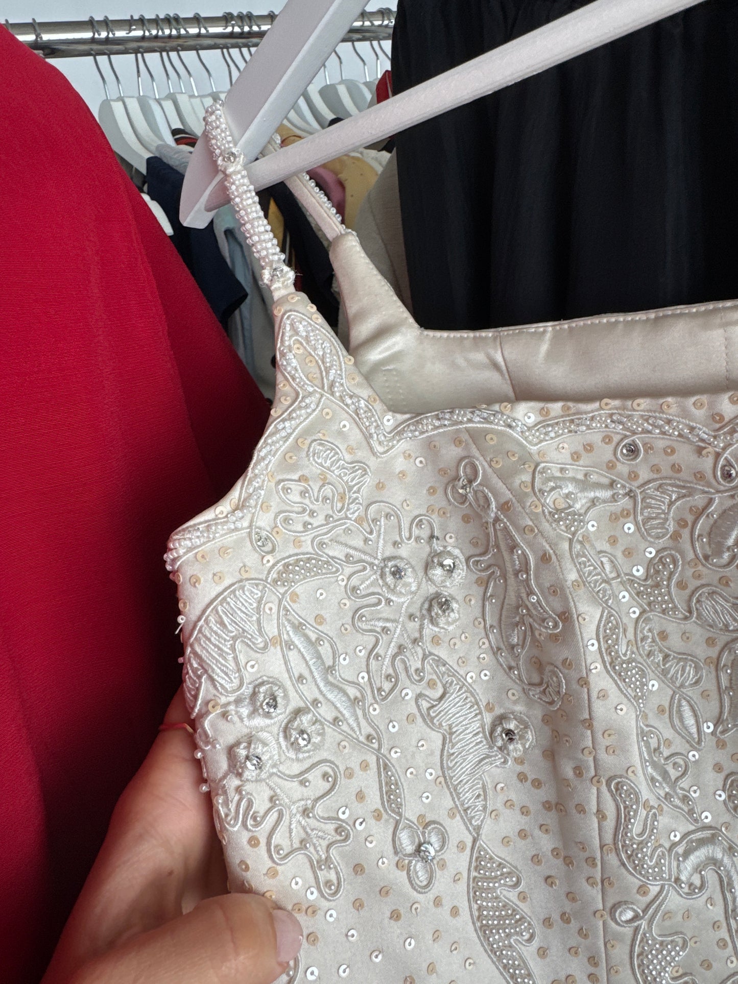 Corset couture italian cu lucrătură manuală excepțională broderie și aplicații