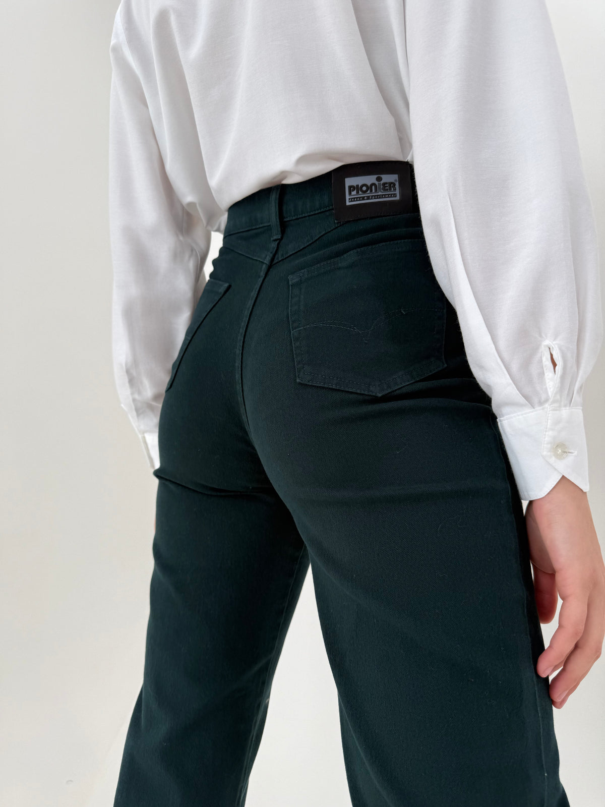 Jeans vintage dark green din bumbac gros excepțional modelator mom fit
