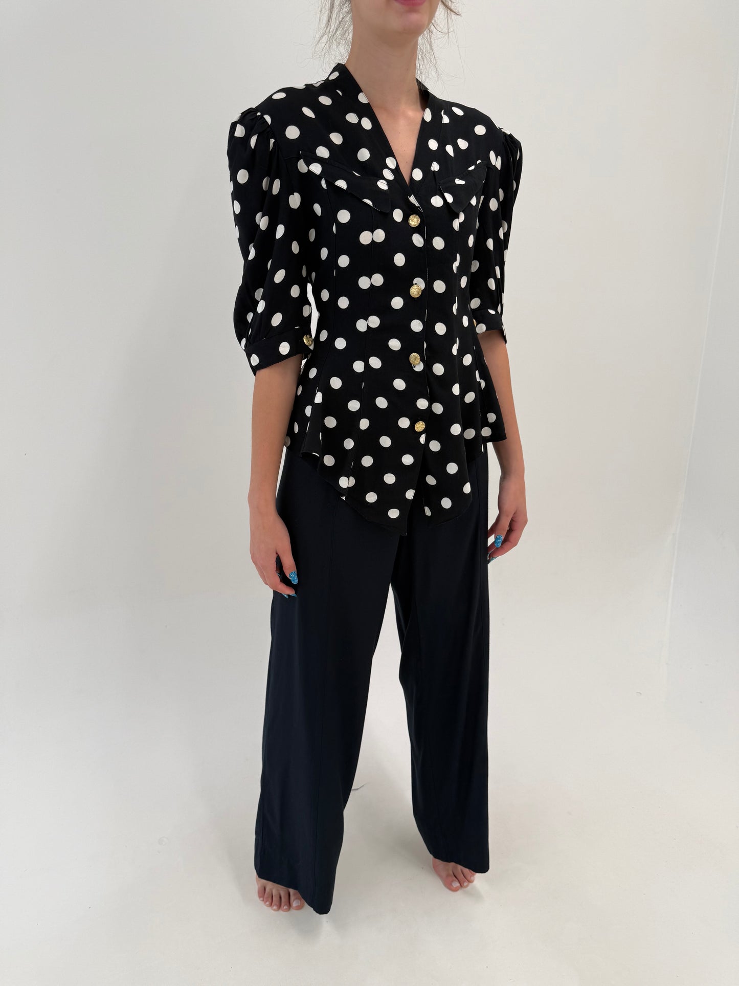 Pantaloni negru palazzo tall cu talie ultra înaltă de la zi la seară