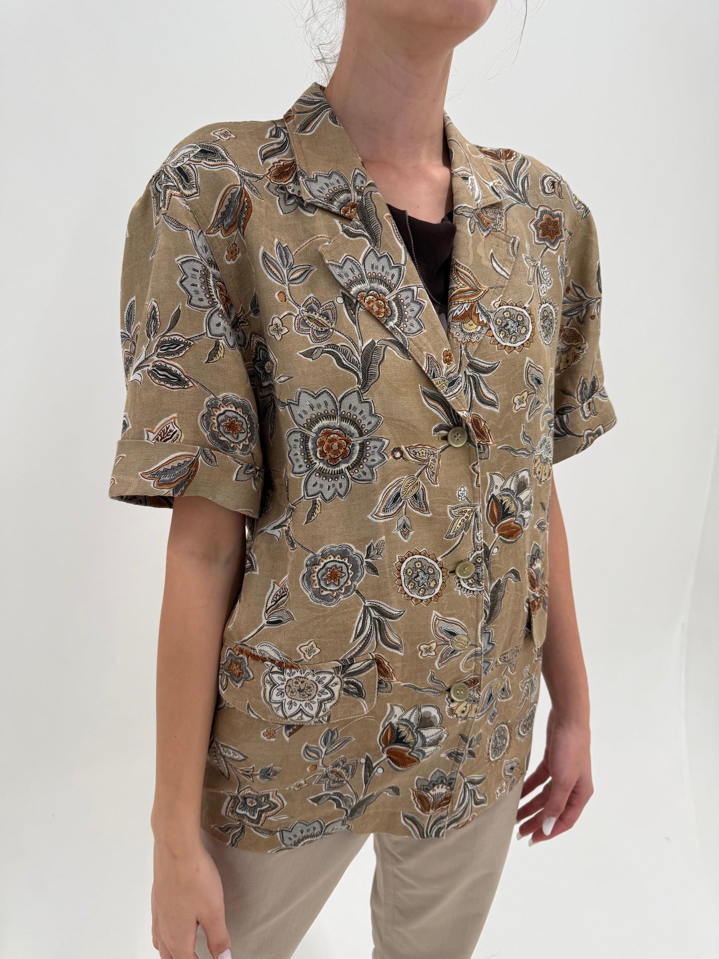 Sacou Max Mara camel din in cu print organic în culori neutre