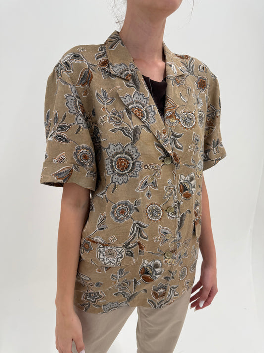 Sacou Max Mara camel din in cu print organic în culori neutre