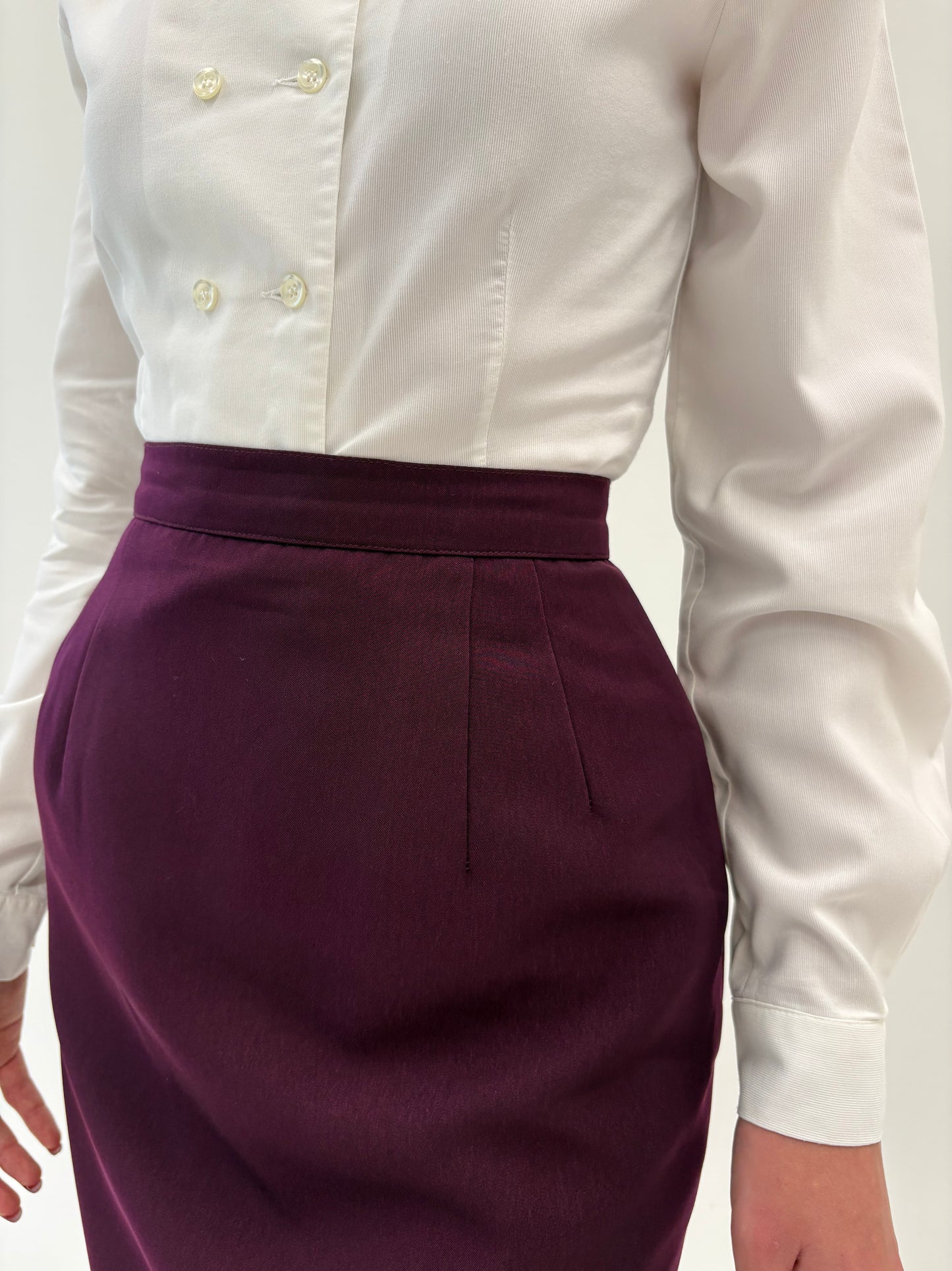 Fustă mini aubergine cu talie ultra înaltă din stofita