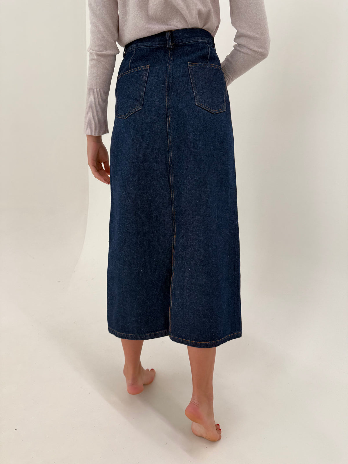 Fustă vintage maxi din jeans gros in croi A-line classic wash