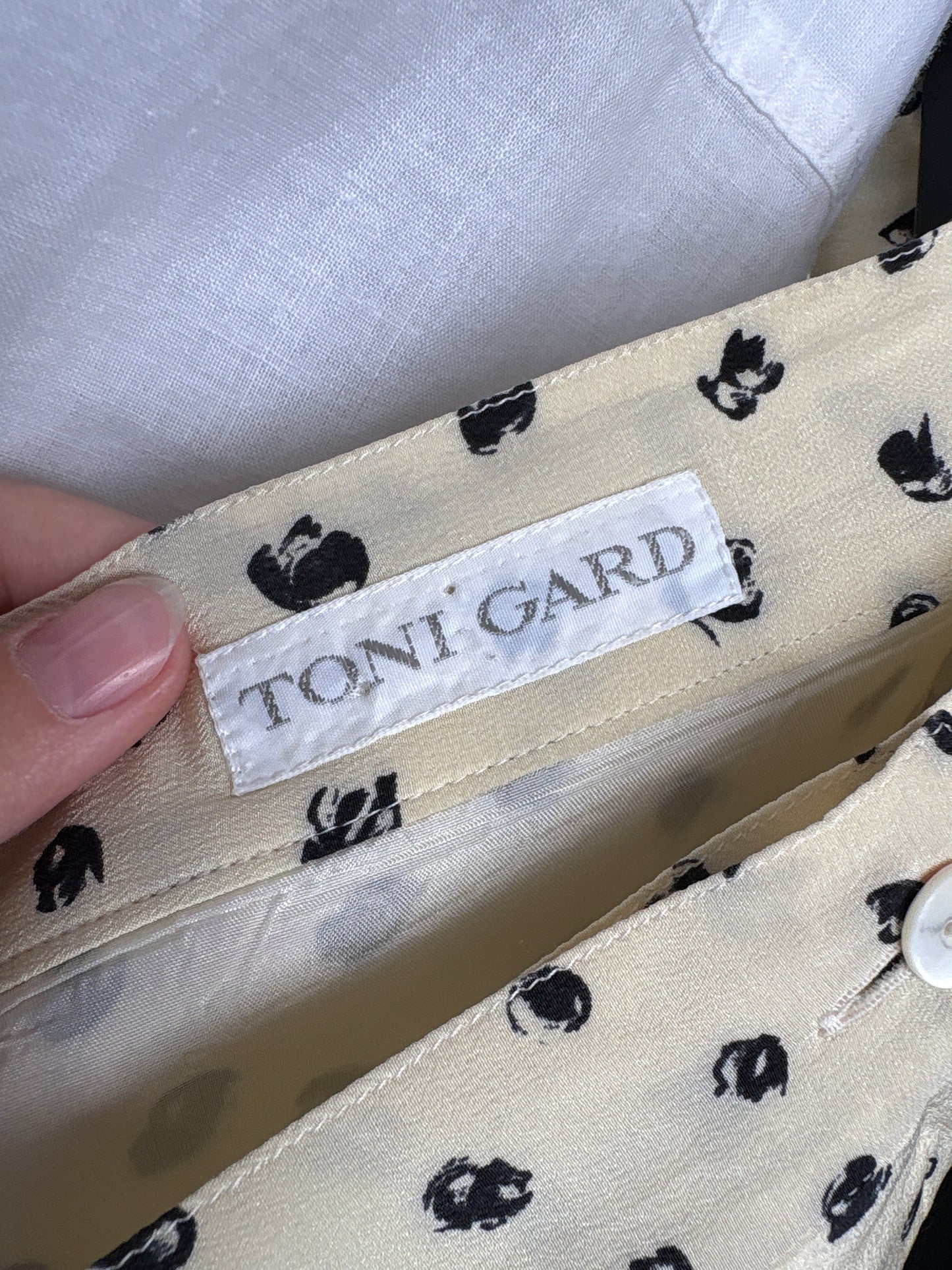 Fustă vintage din mătase naturală ivoire conică cu talie înaltă