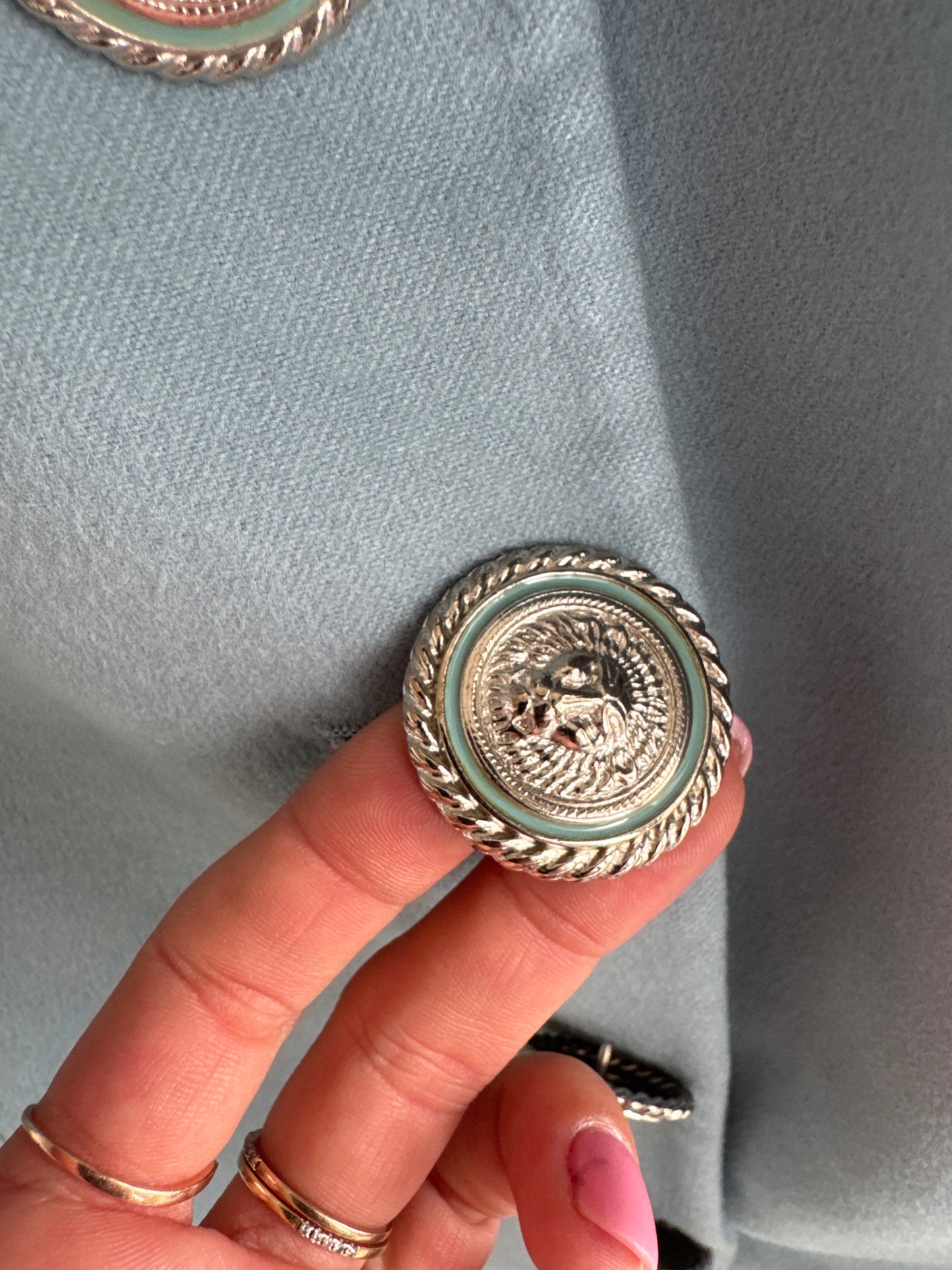 Sacou Versace vintage baby blue din lana și cașmir cu mătase naturală powder Pink