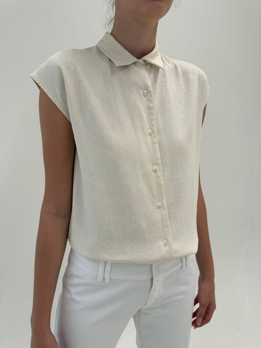 Cămașa vintage din mătase naturală raw în croi oversized minimalist