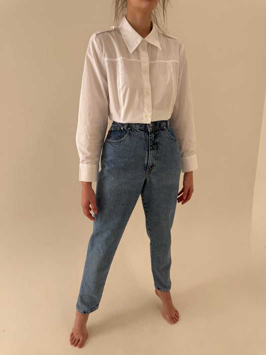 Jeans vintage mom fit cu talie ultra înaltă