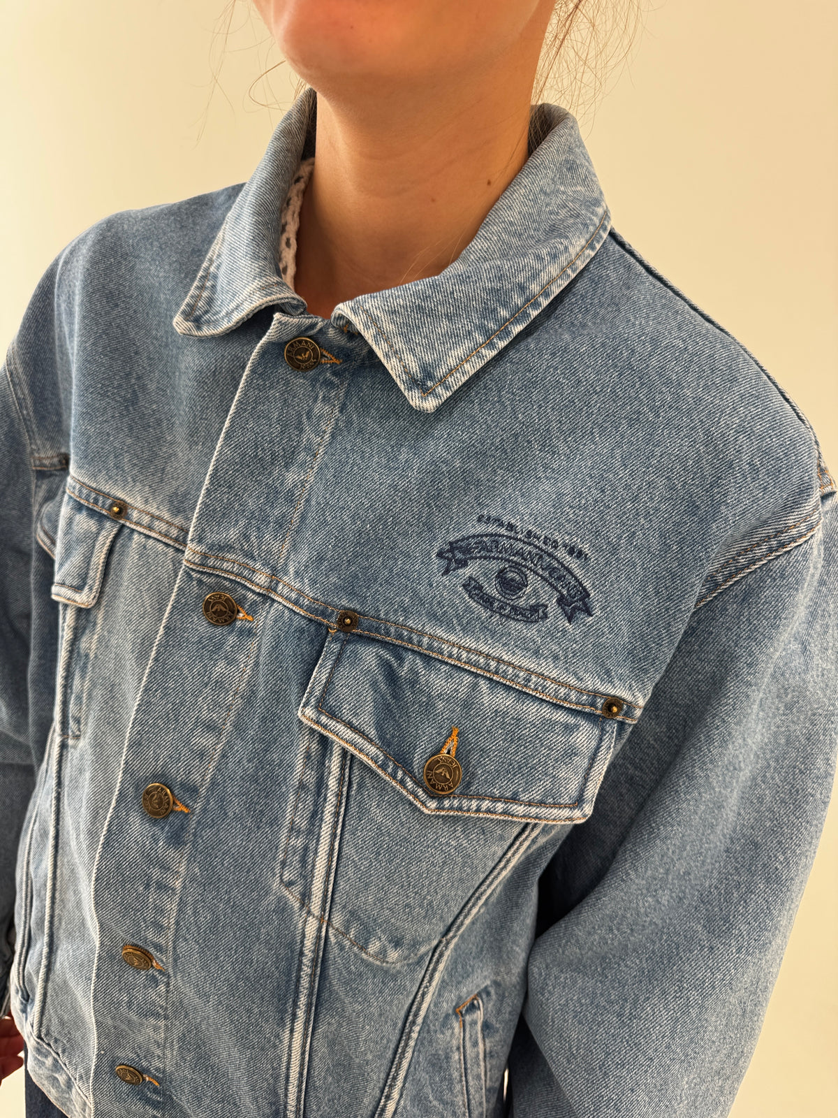 Geaca Armani vintage tall din jeans de bumbac structurat