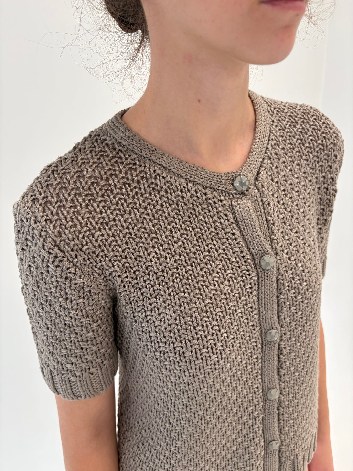 Top dark nude din jerse de gramaj super mare din mix de lana extrafina