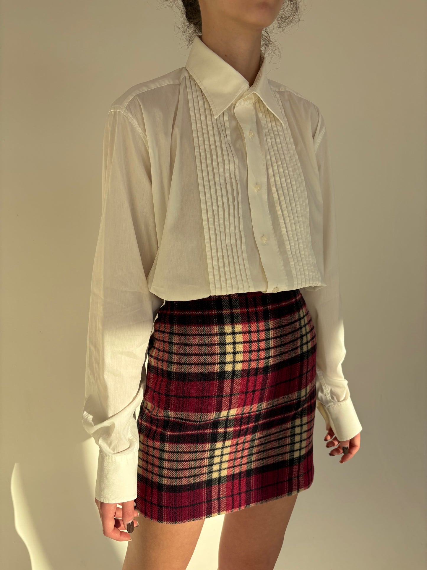 Fustă mini din Tartan în carouri și nuanțe de roz