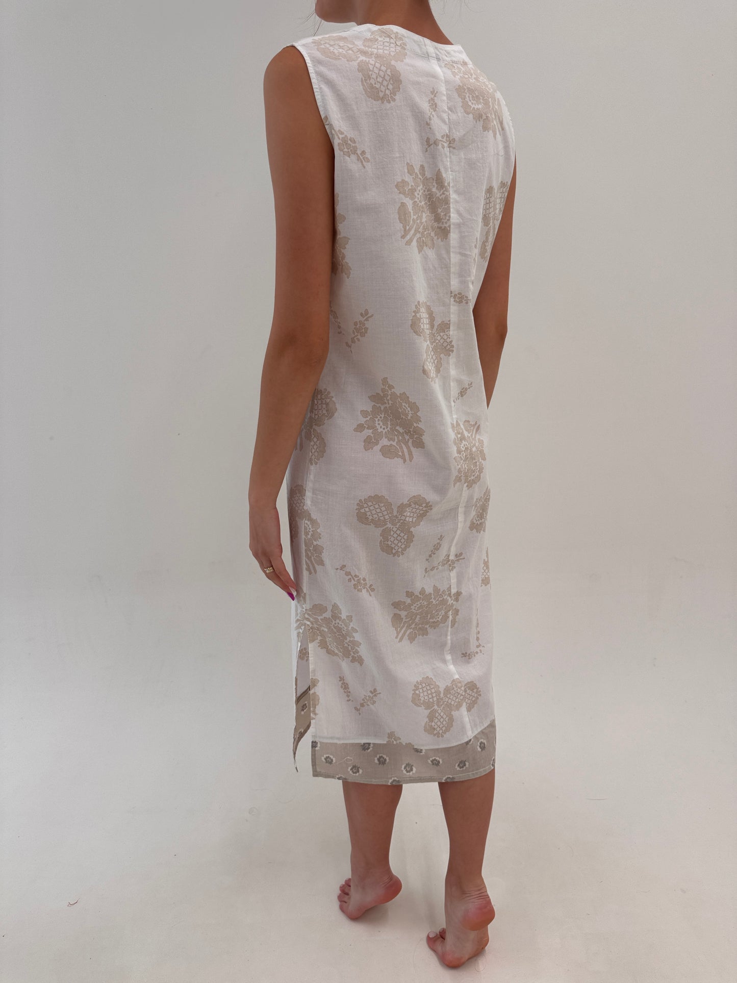 Rochie maxi de brand luxury Colmar din panzica fină de bumbac cu print camel
