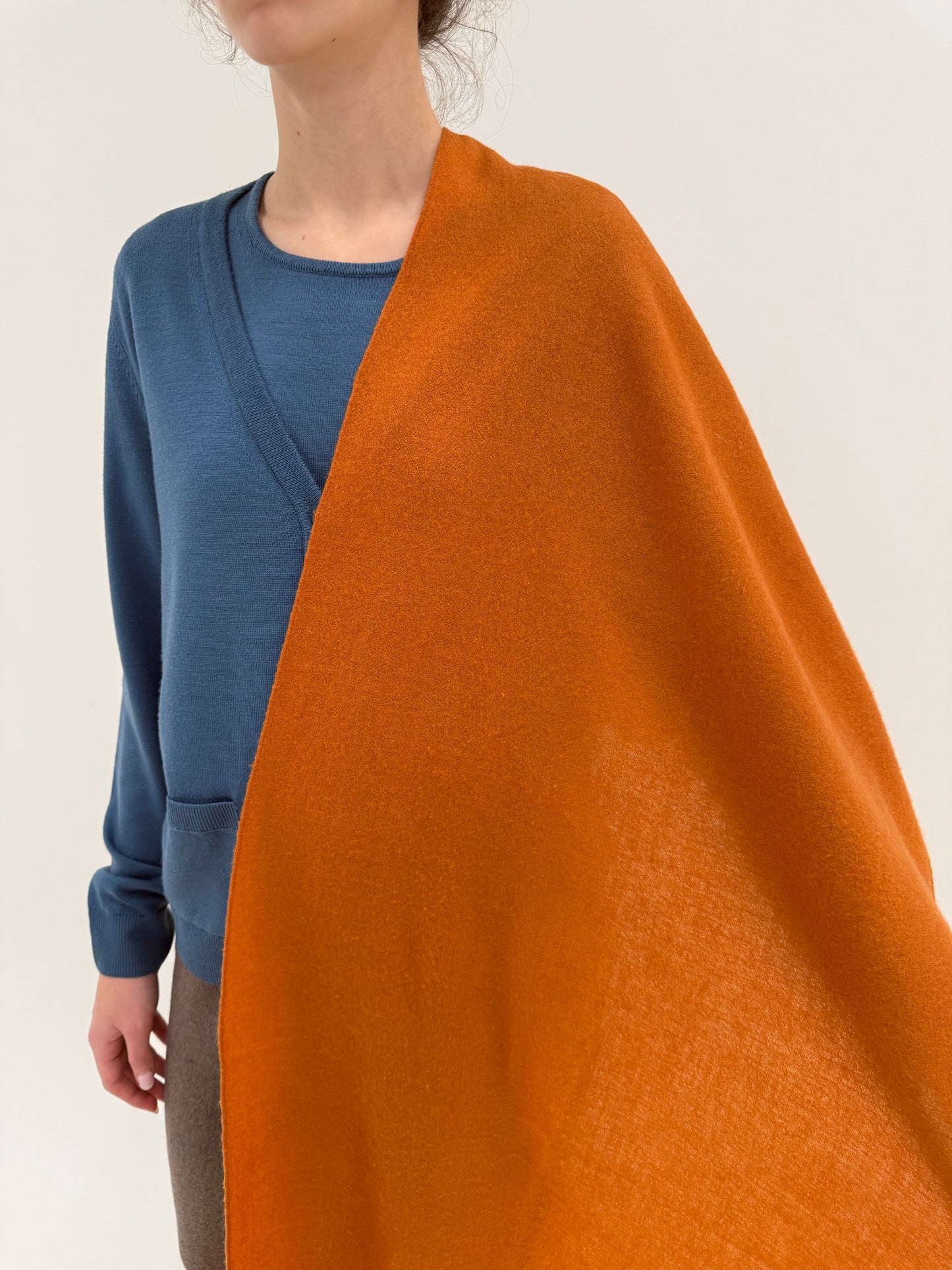 Shawl burnt orange din lana extrafina