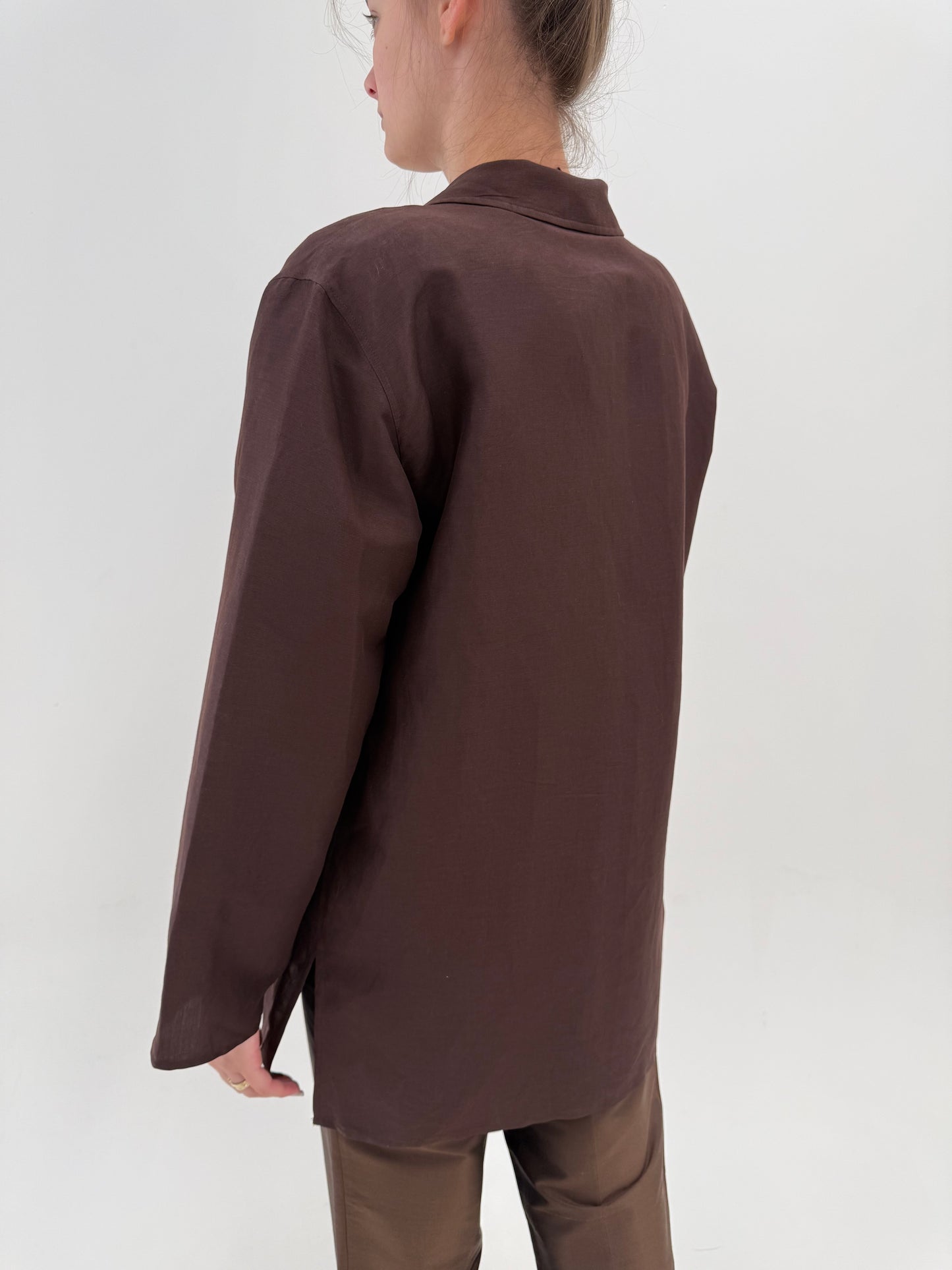 Sacou Marella by Max Mara chocolate brown din pânză excepțională de in și bumbac