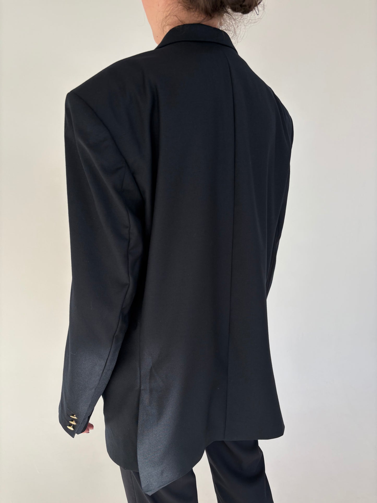 Sacou italian Navy cu nasturi metalici aurii din stofă worsted de lana pura