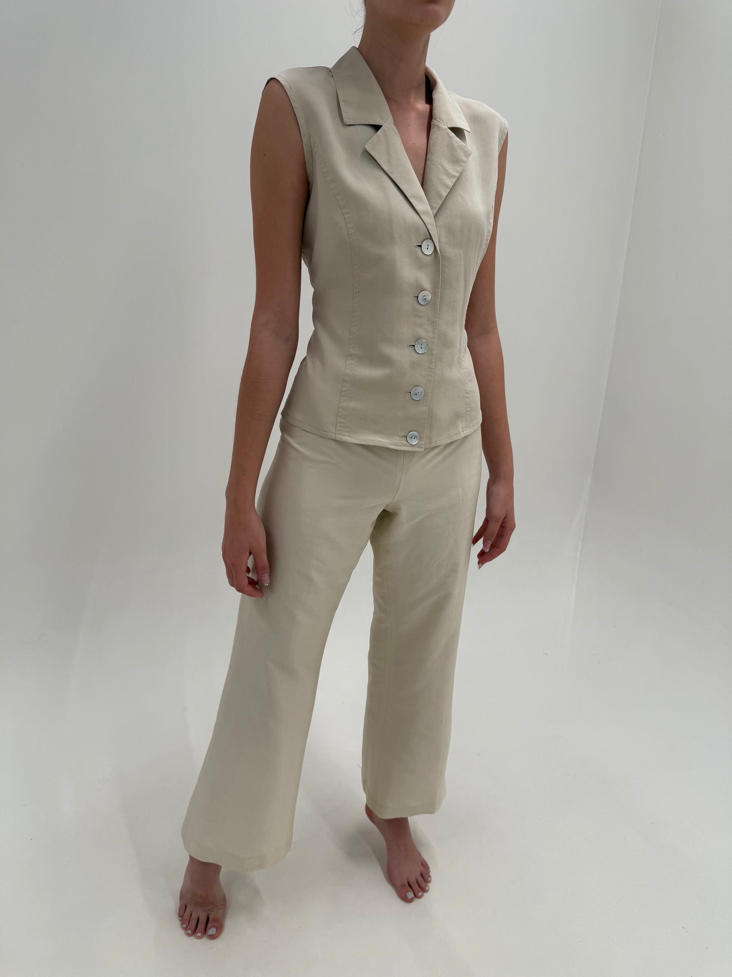 Pantaloni butter white din mătase naturală Marella by Max Mara