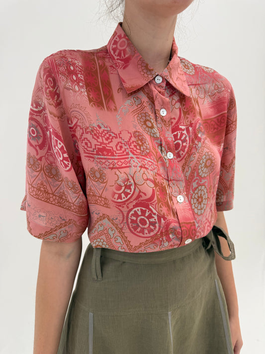 Cămașa din mătase naturală cu print paisley