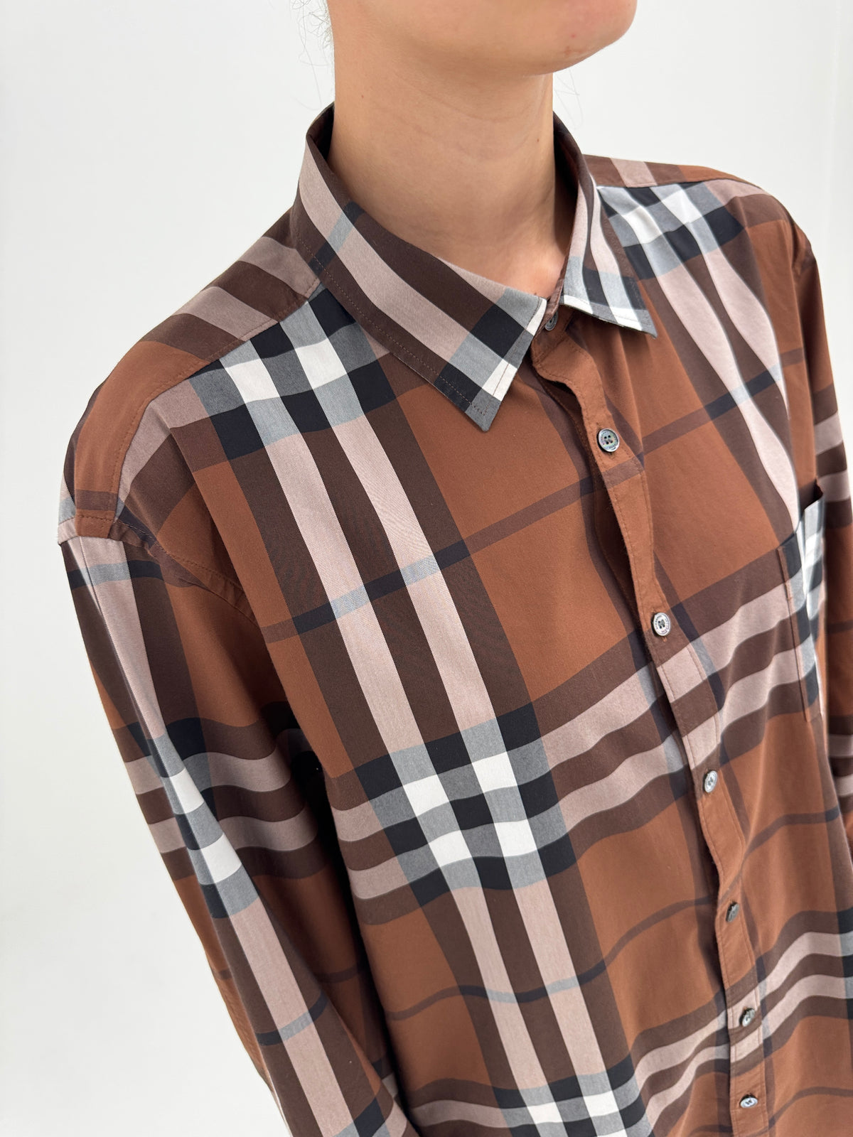 Cămașa Burberry din poplin gros cu print specific brandului