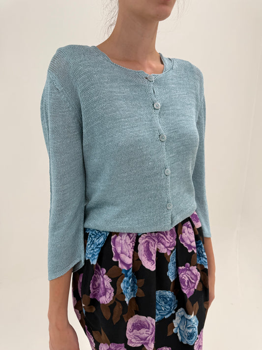 Set Armani din soft knit vaporos de vară dusty baby blue