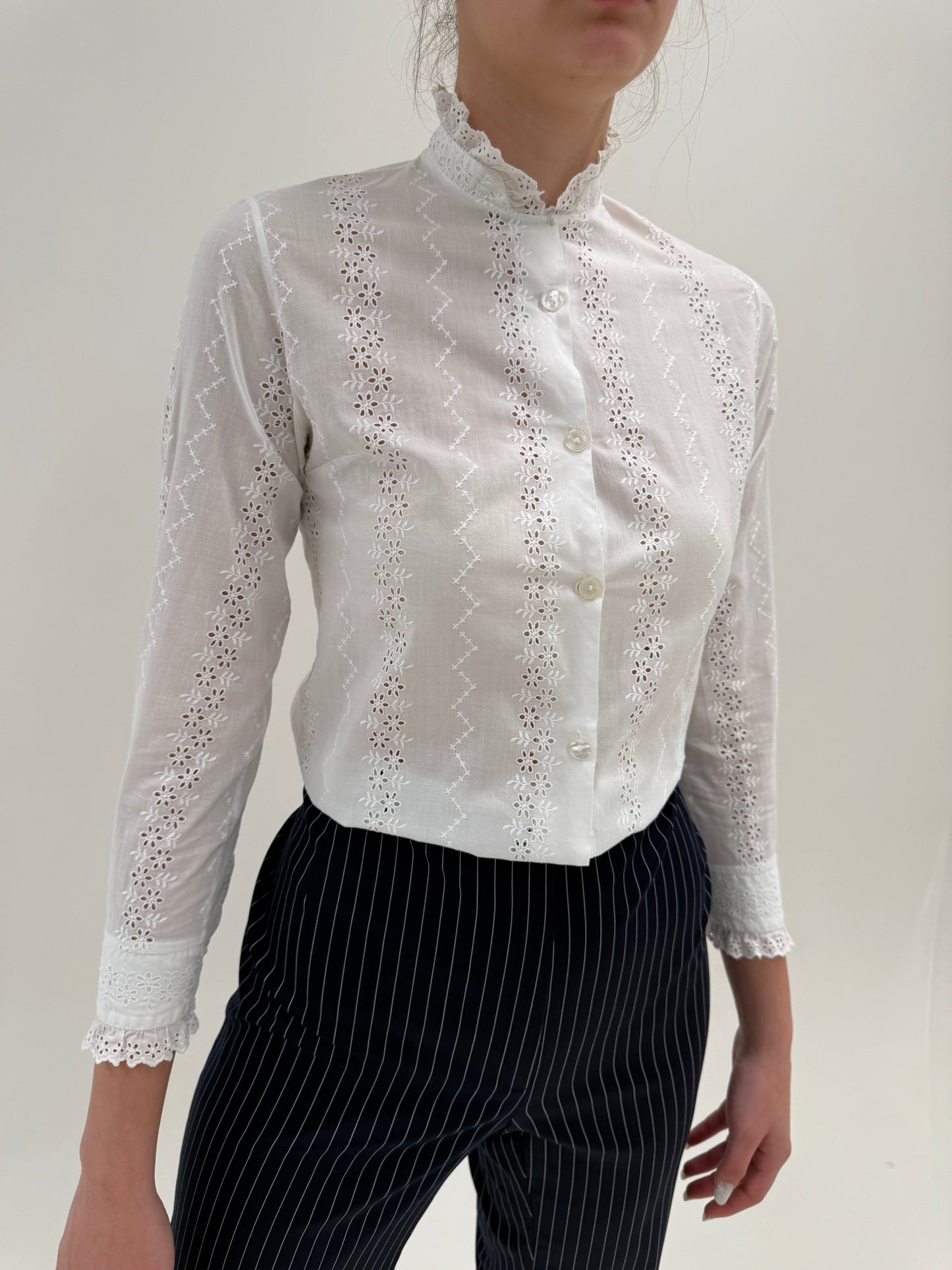 Cămașa vintage petite integral broderie anglaise