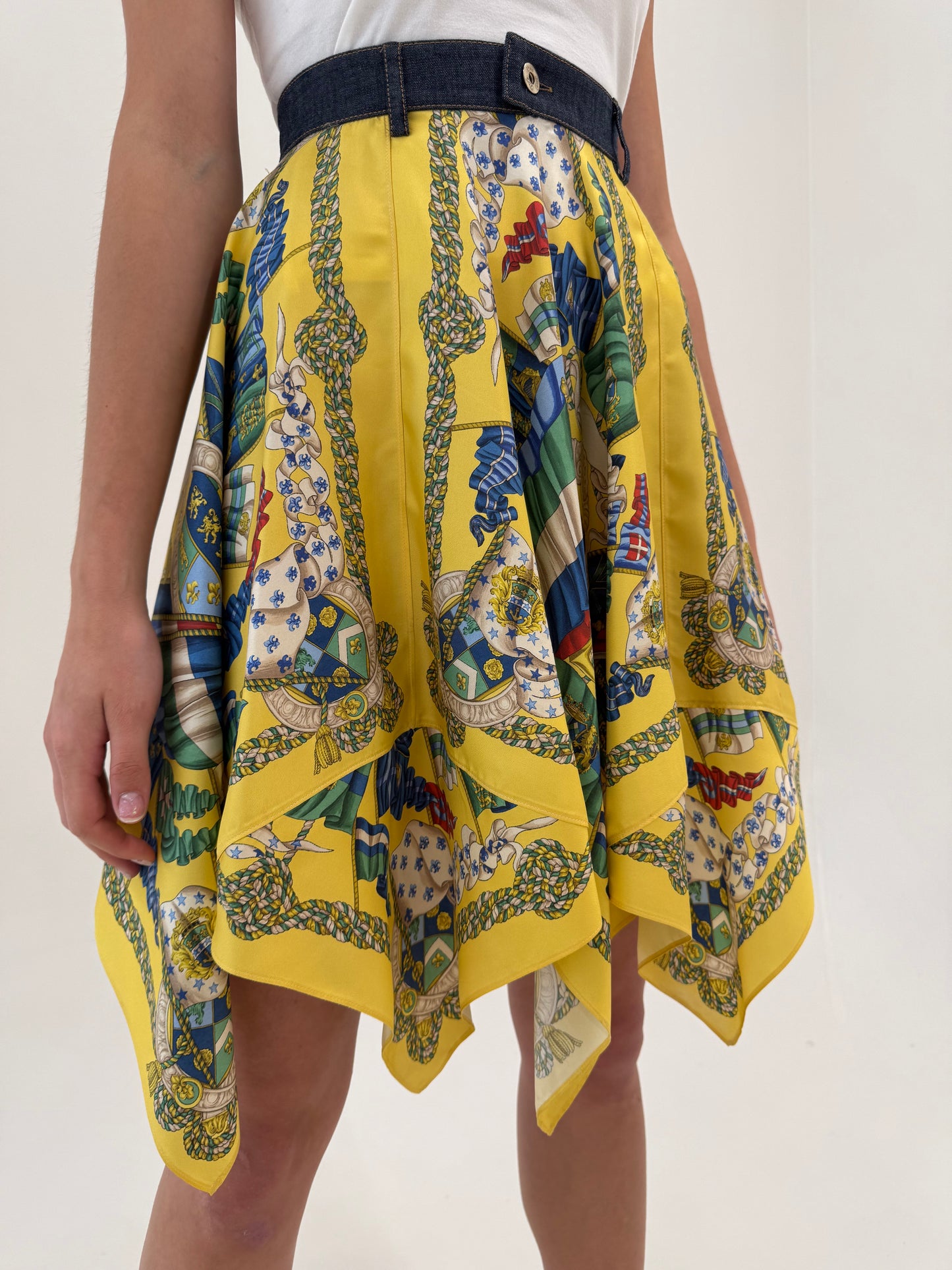 Fustă Dolce&Gabbana din twill de mătase naturală cu talie ultra înaltă