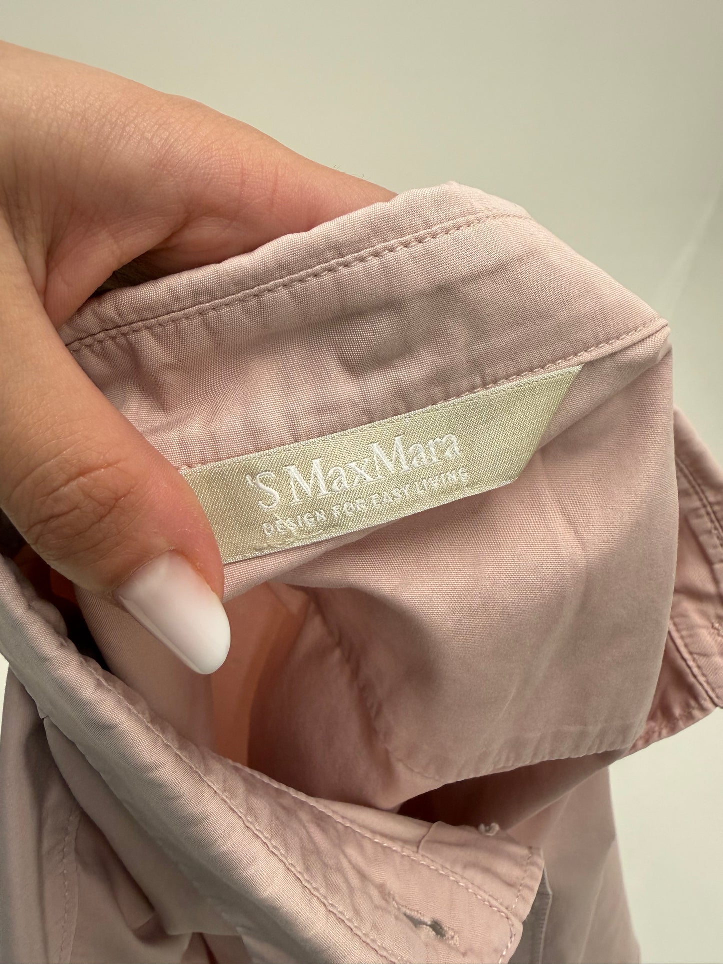 Cămașa Max Mara petite powder pink din poplin de bumbac