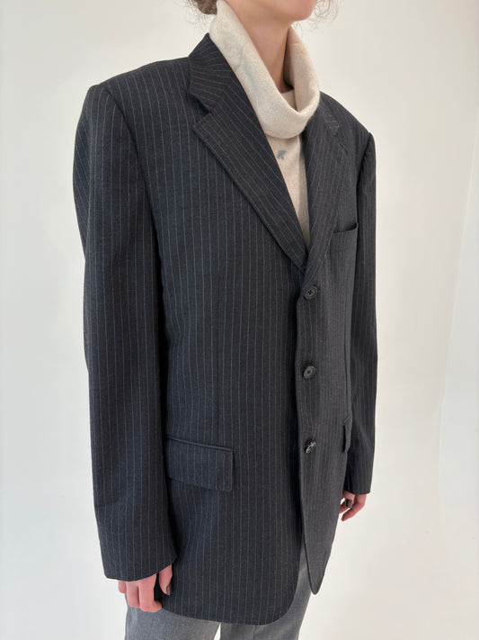 Sacou luxury Corneliani din lana excepțională cu dungi fine verticale ivoire