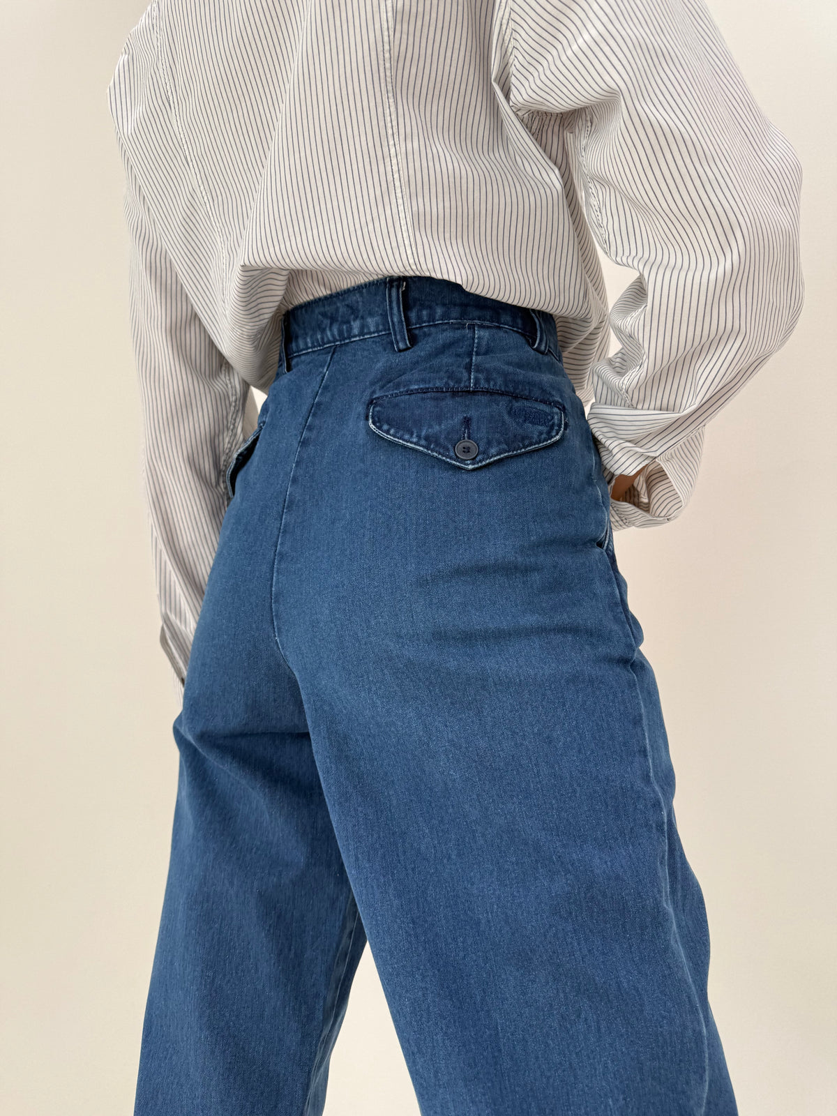 Jeans Missoni vintage din bumbac moale cu pense și talie ultra înaltă