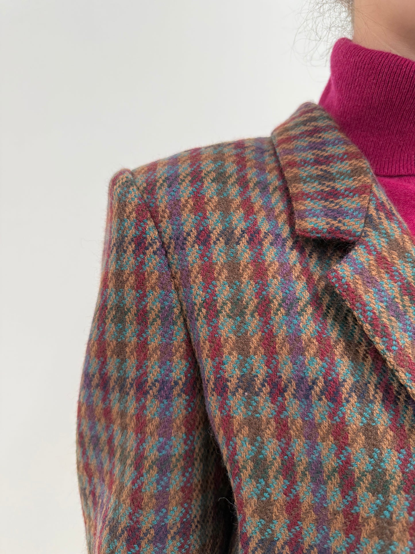 Sacou Max Mara din tweed excepțional de lana în carouri