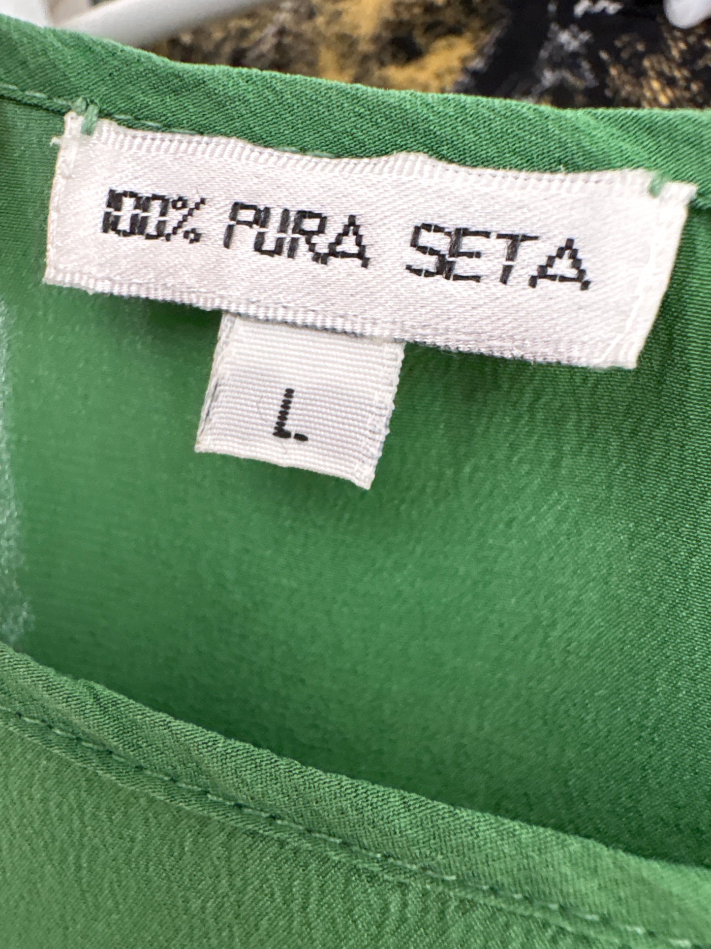 Top în croi minimalist forest green din mătase naturală