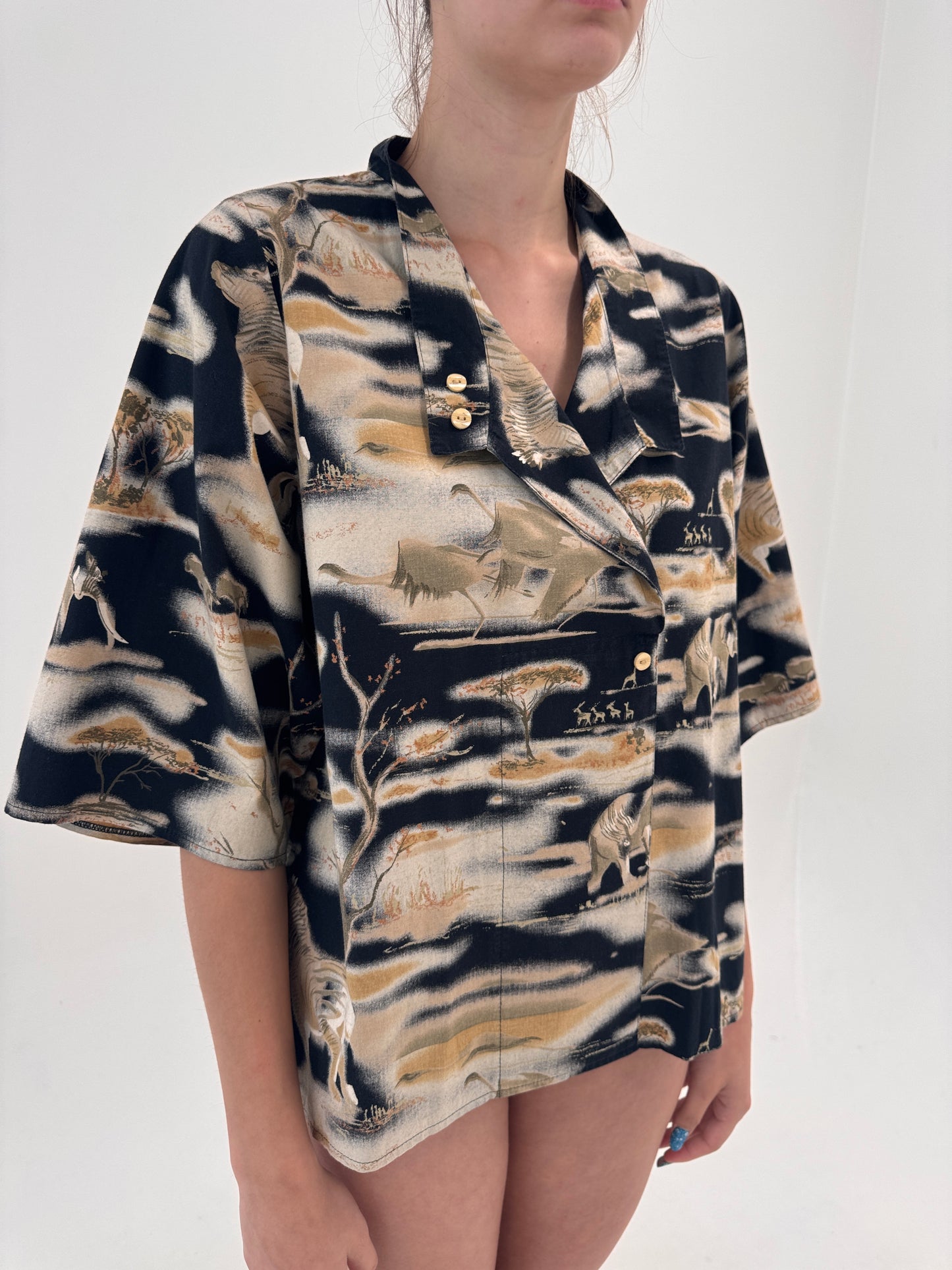 Set vintage Safari din cu print Safari din pânză premium în croi retro modern