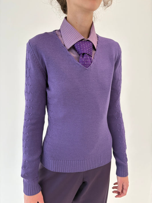 Pulover lavanda italian de gramaj mare din lana merino extrafina