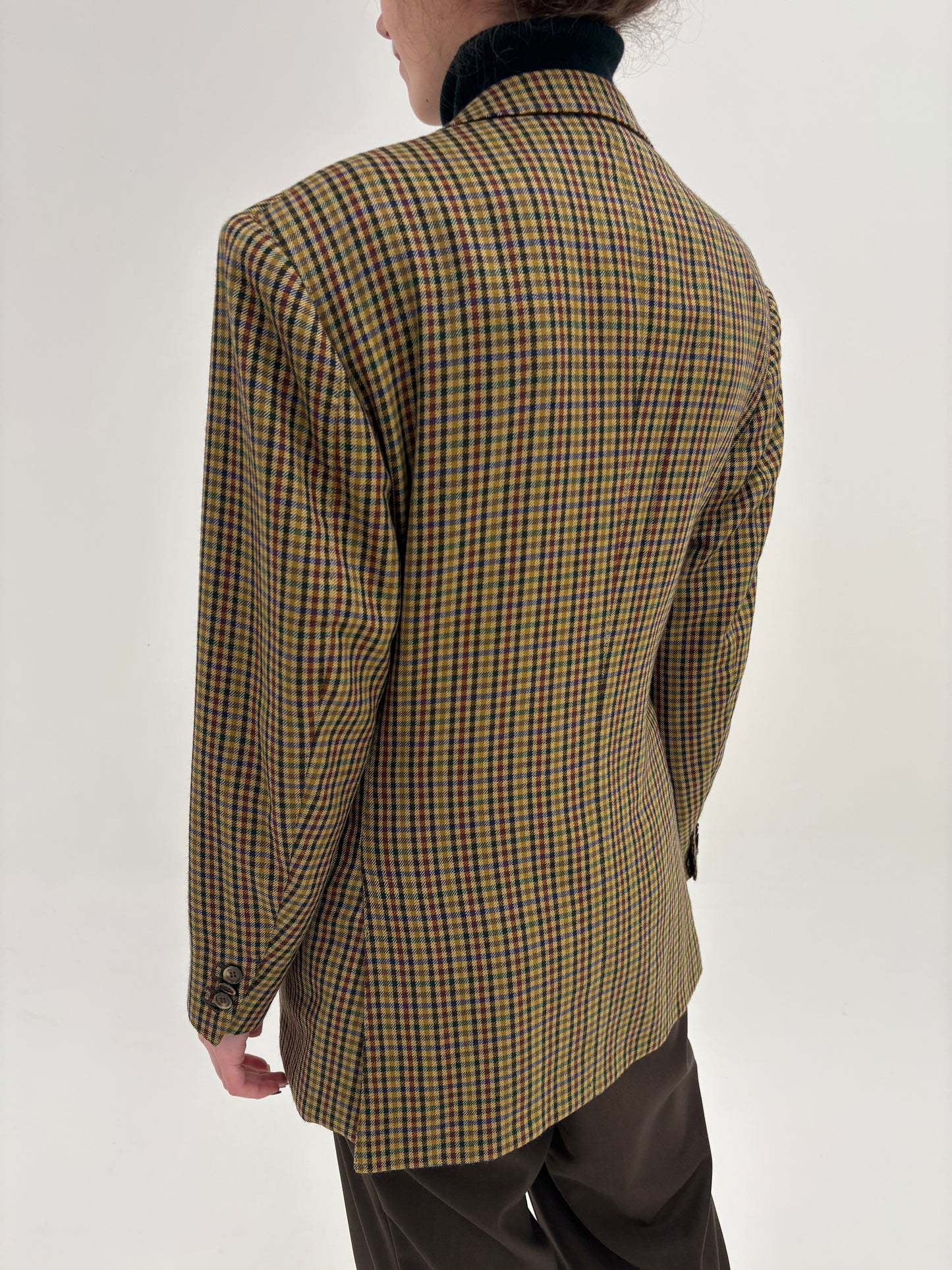 Sacou couture camel italian din stofă 100% cașmir în carouri