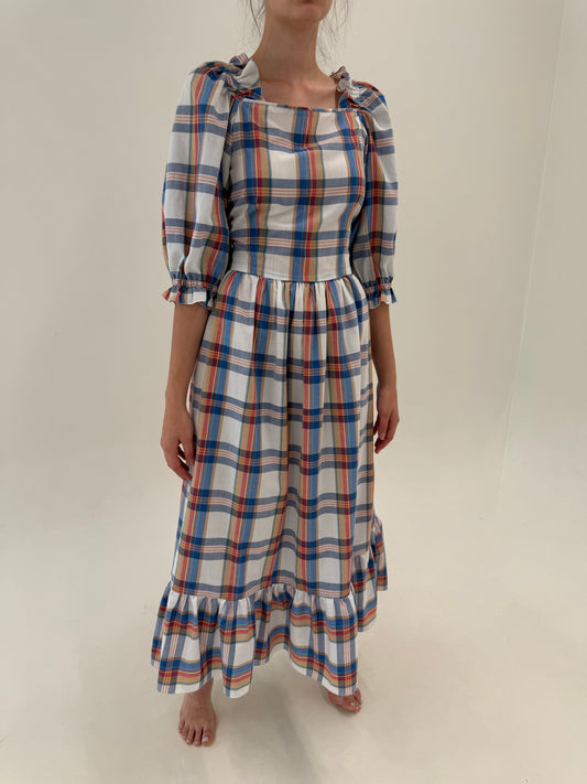 Rochie vintage maxi cu corsaj din panzica de bumbac