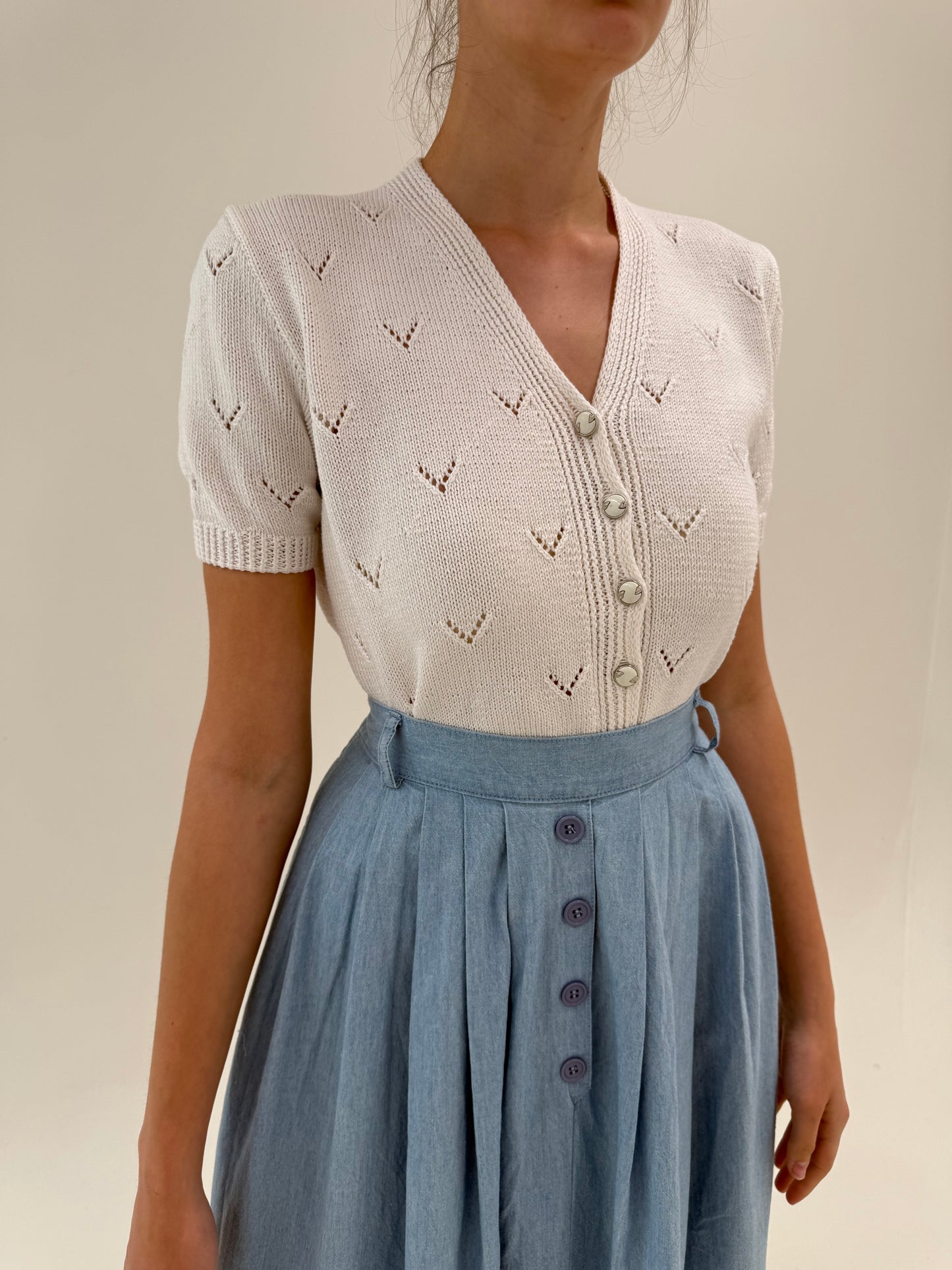 Top vintage din jerse de bumbac premium de vară