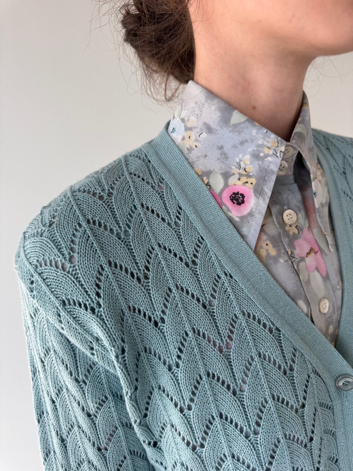 Cardigan vintage italian dantelat din mix de lana extrafina