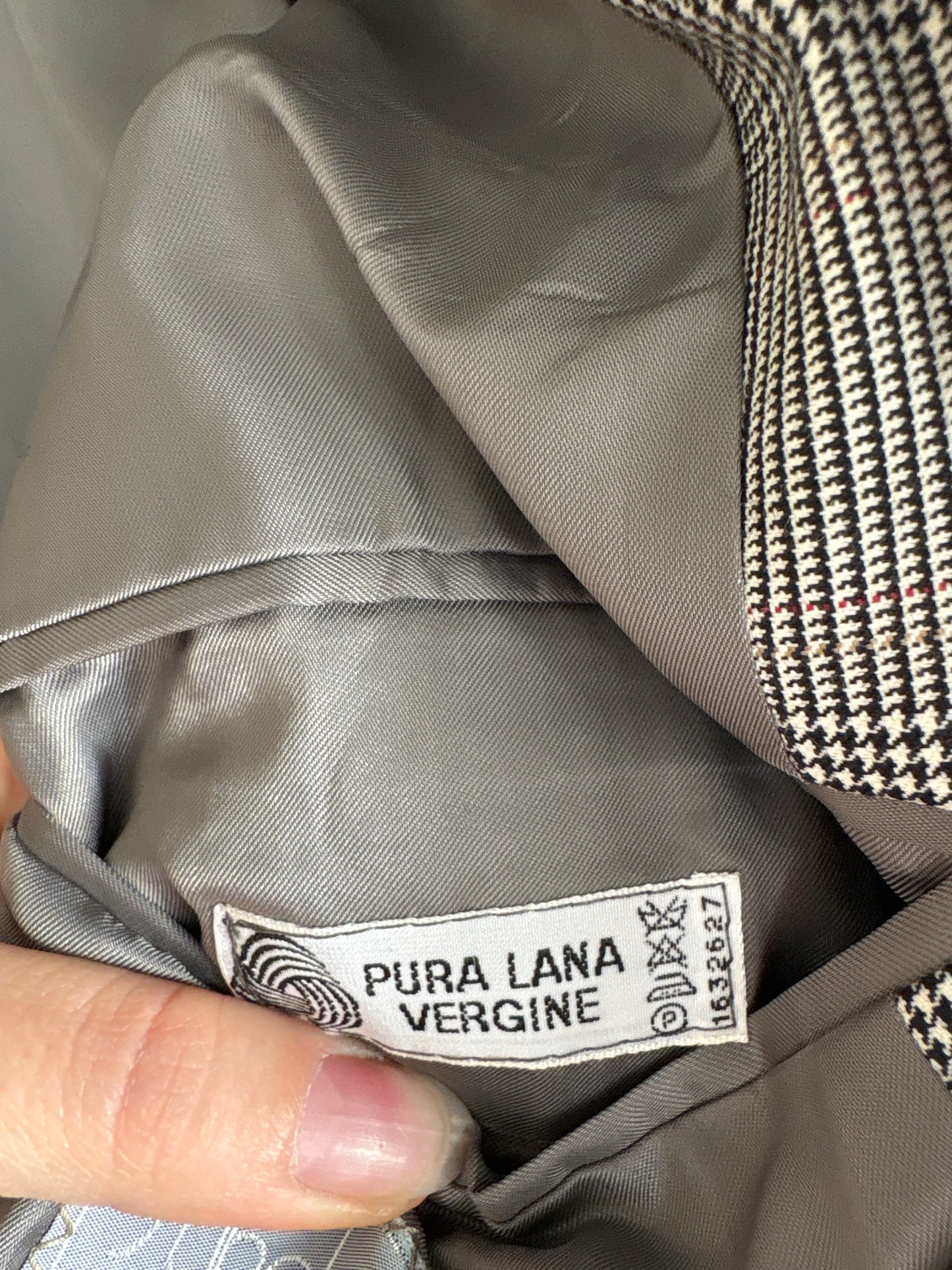 Sacou ultra luxury Zegna din stofă ușor structurată de lana în carouri pied de coq