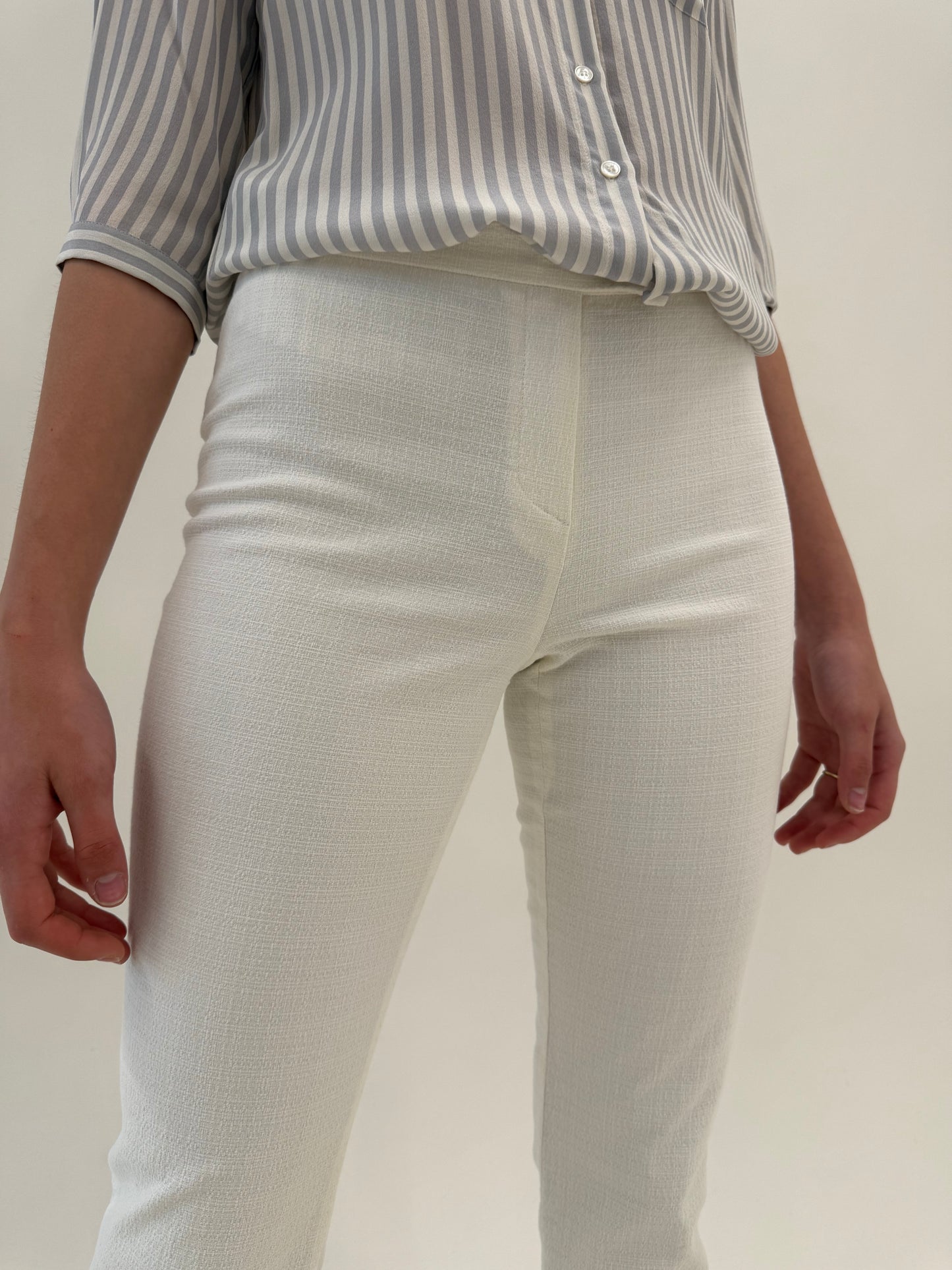 Pantaloni petite de brand luxury Les Copains din bumbac modletir texturat