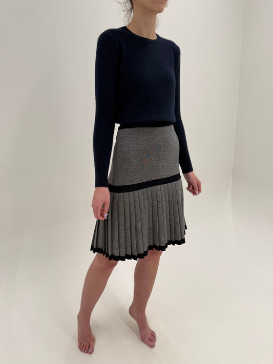 Fustă luxury Escada din tricot de lana merino extrafina cu pliseuri și talie înaltă