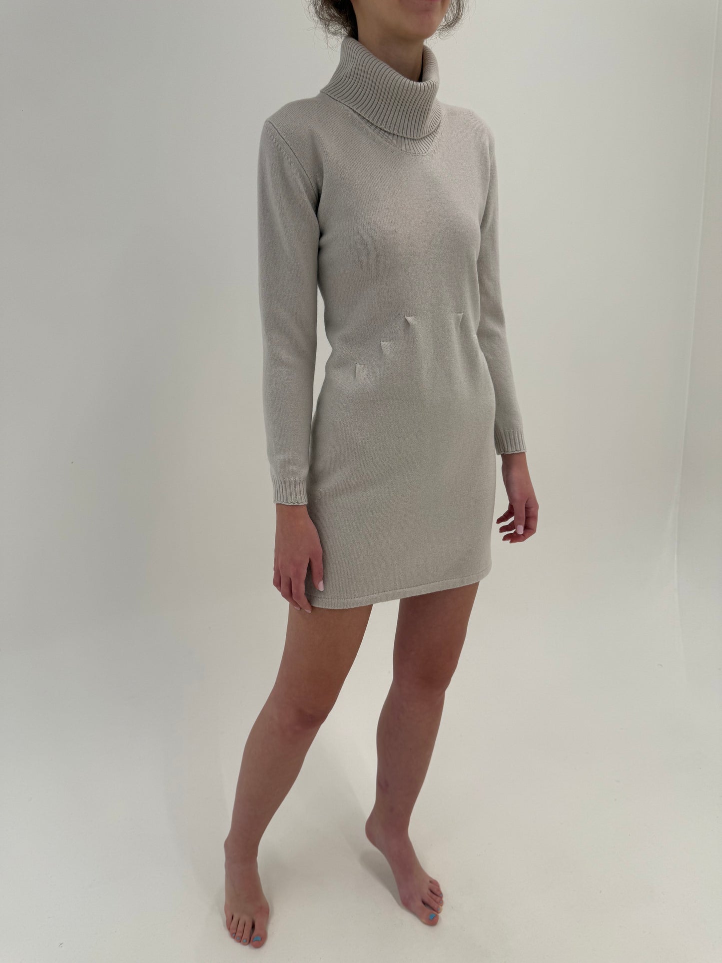 Rochie high end italiană din lana merino extrafina de gramaj mare off white