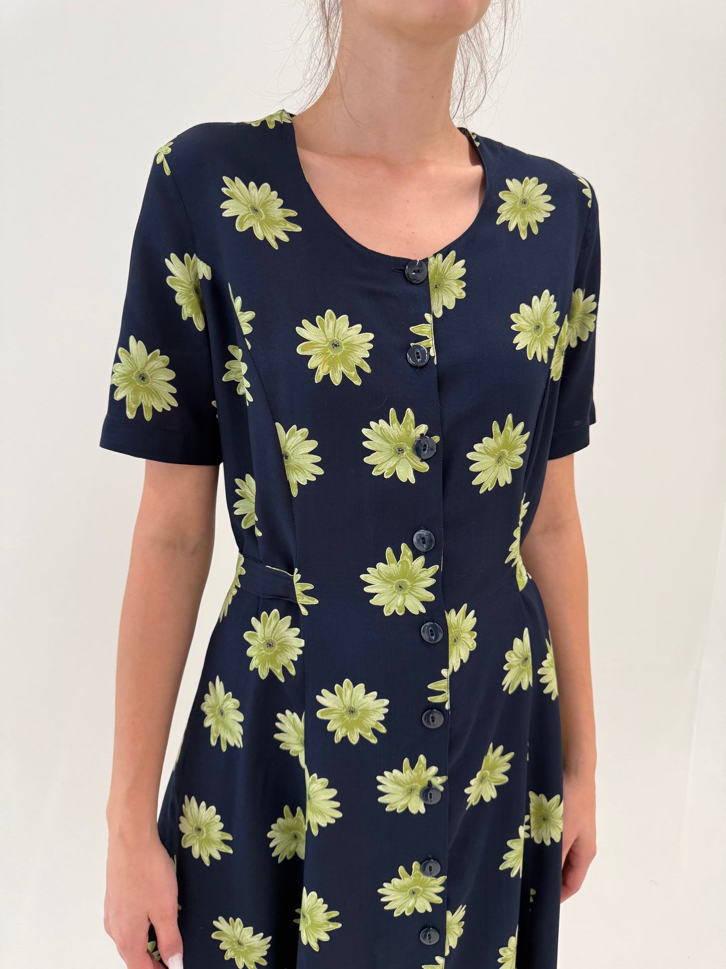 Rochie vintage maxi Navy blue super vaporoasă cu talie reglabilă la spate