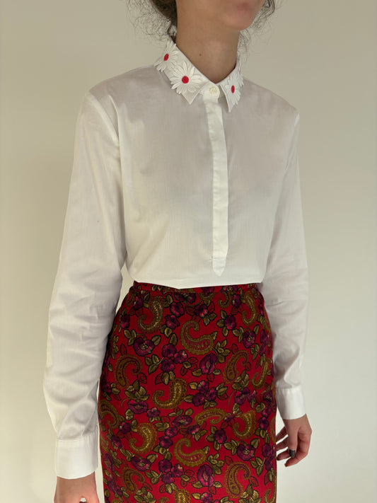 Cămașa premium cu floricele 3D din poplin ușor strech de bumbac