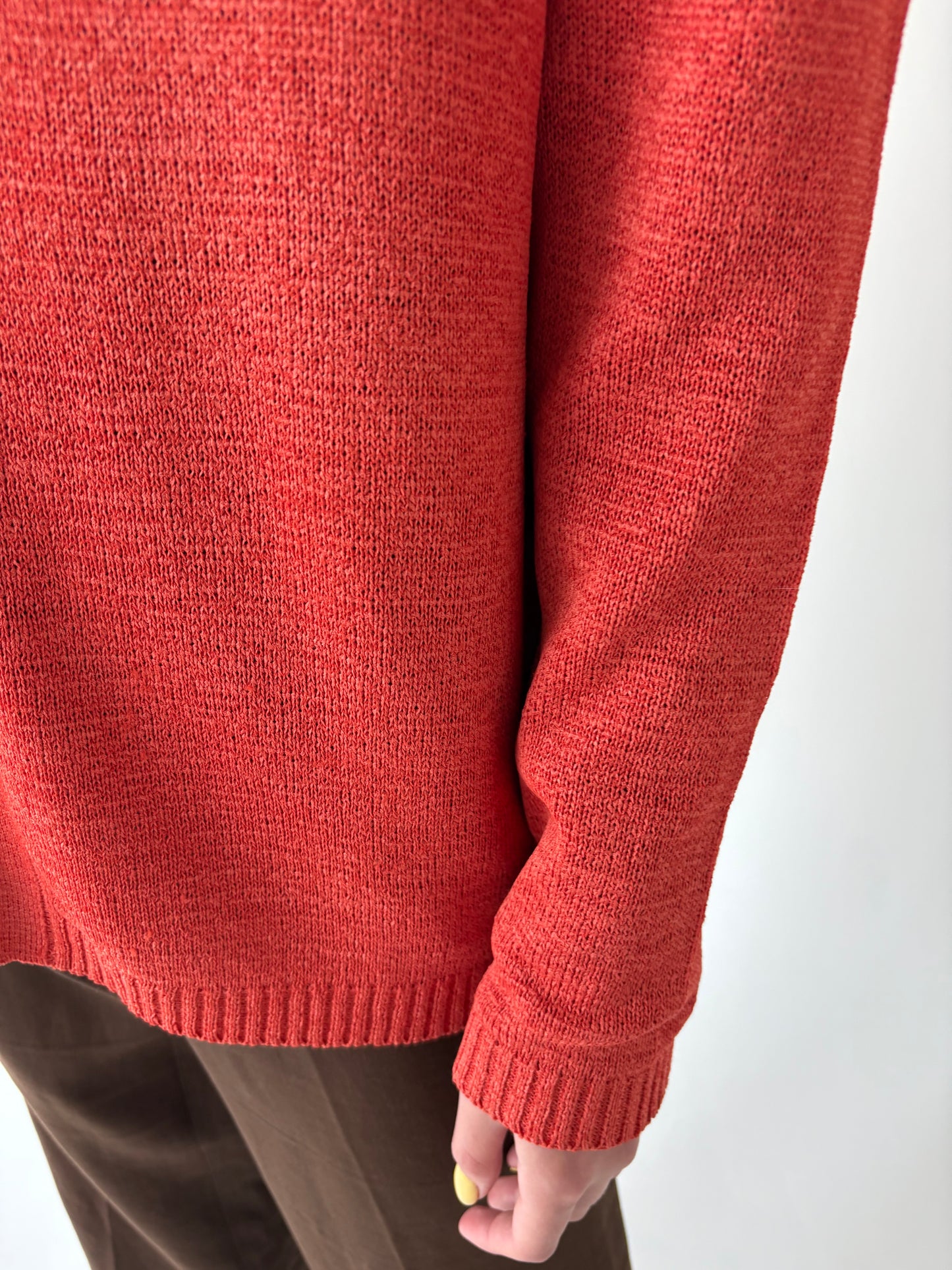Cardigan fire orange de vară din mix de in cu vascoza