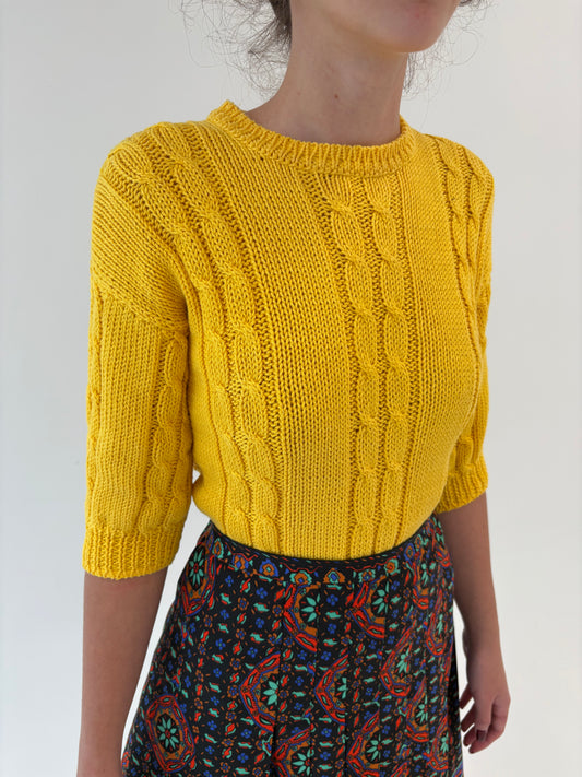 Top vintage cu torsade din bumbac super gros de gramaj mare