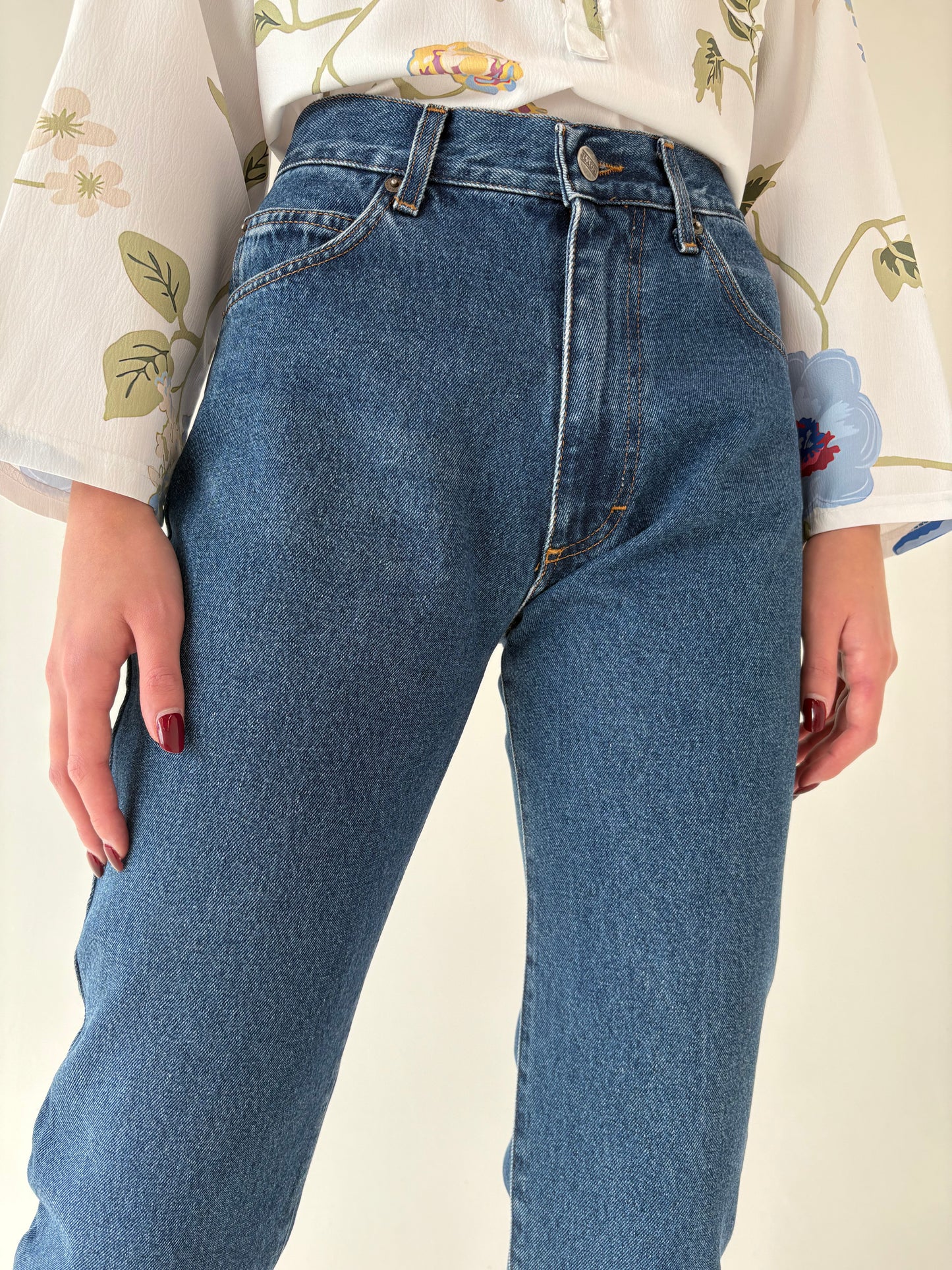 Jeans vintage premium tall dark wash din bumbac plin