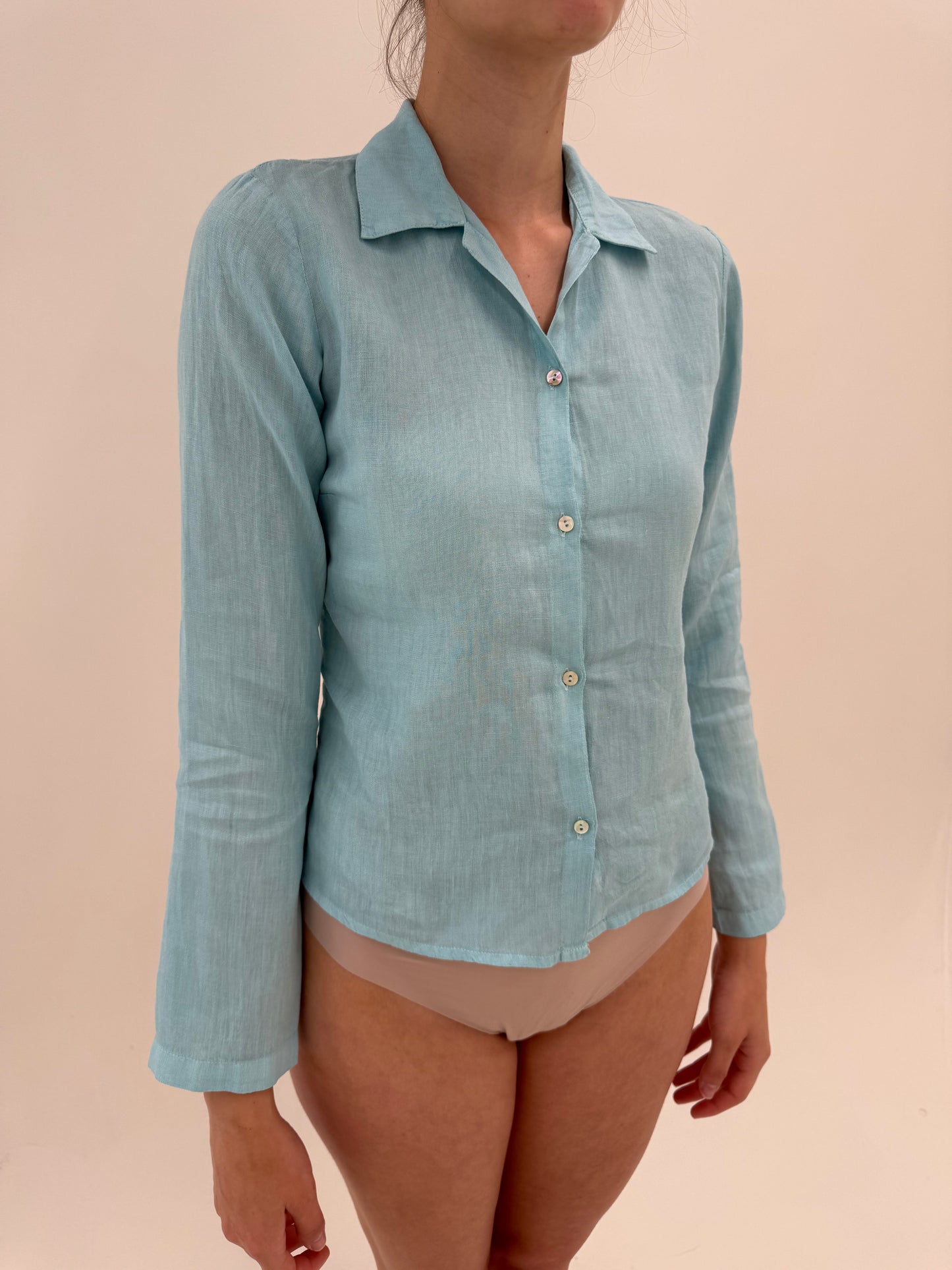 Cămașa baby Blue din in de brand luxury italian 120percento