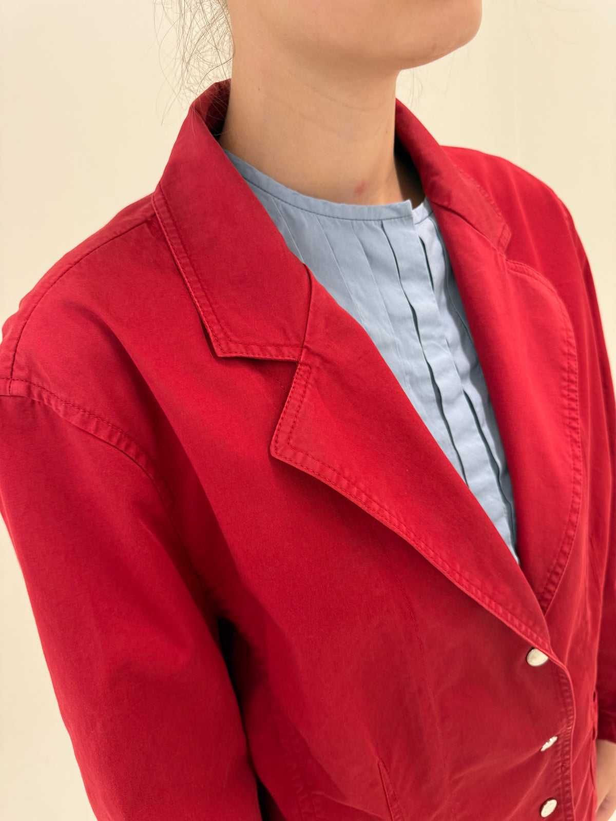 Sacou de brand vintage italian luxury Krizia din drill de bumbac merlot red