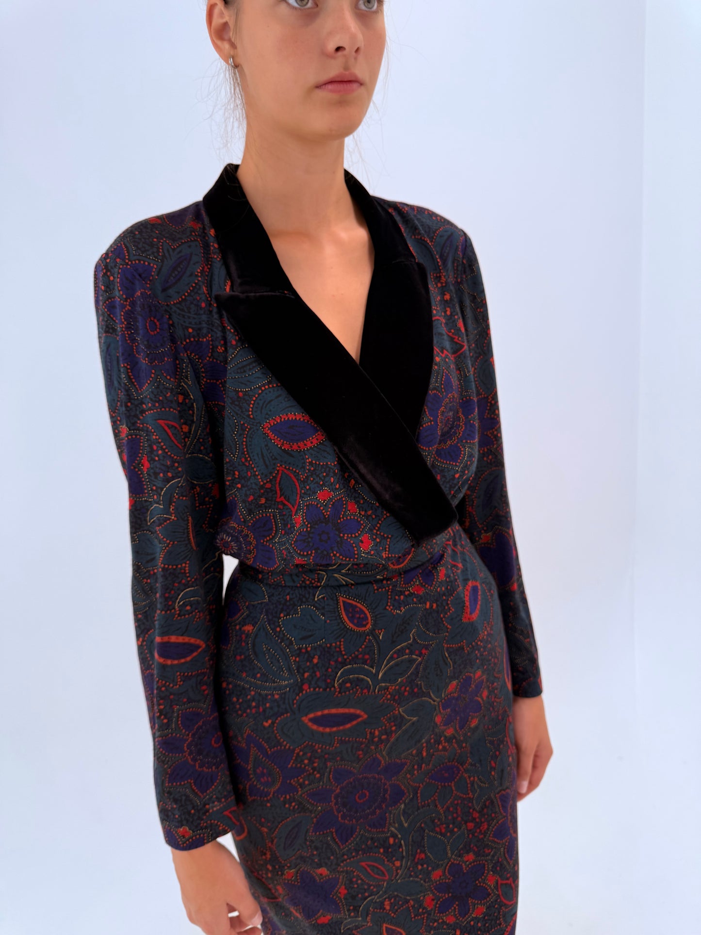 Set Luisa Spagnoli vintage excepțional din lanita extrafina subțire cu print paisley