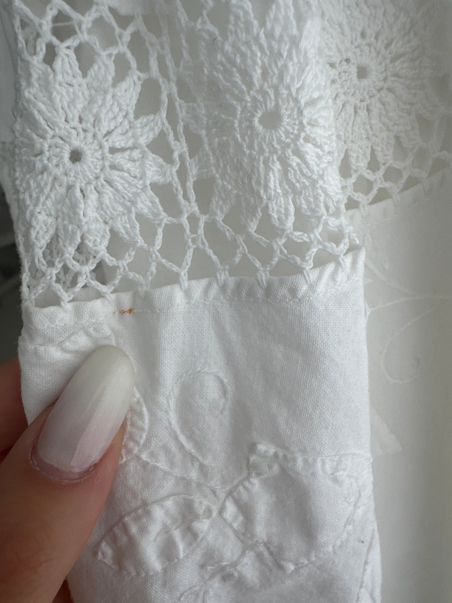 Fustă bijuterie cu broderie și macrame manual cu talie ultra înaltă elastică