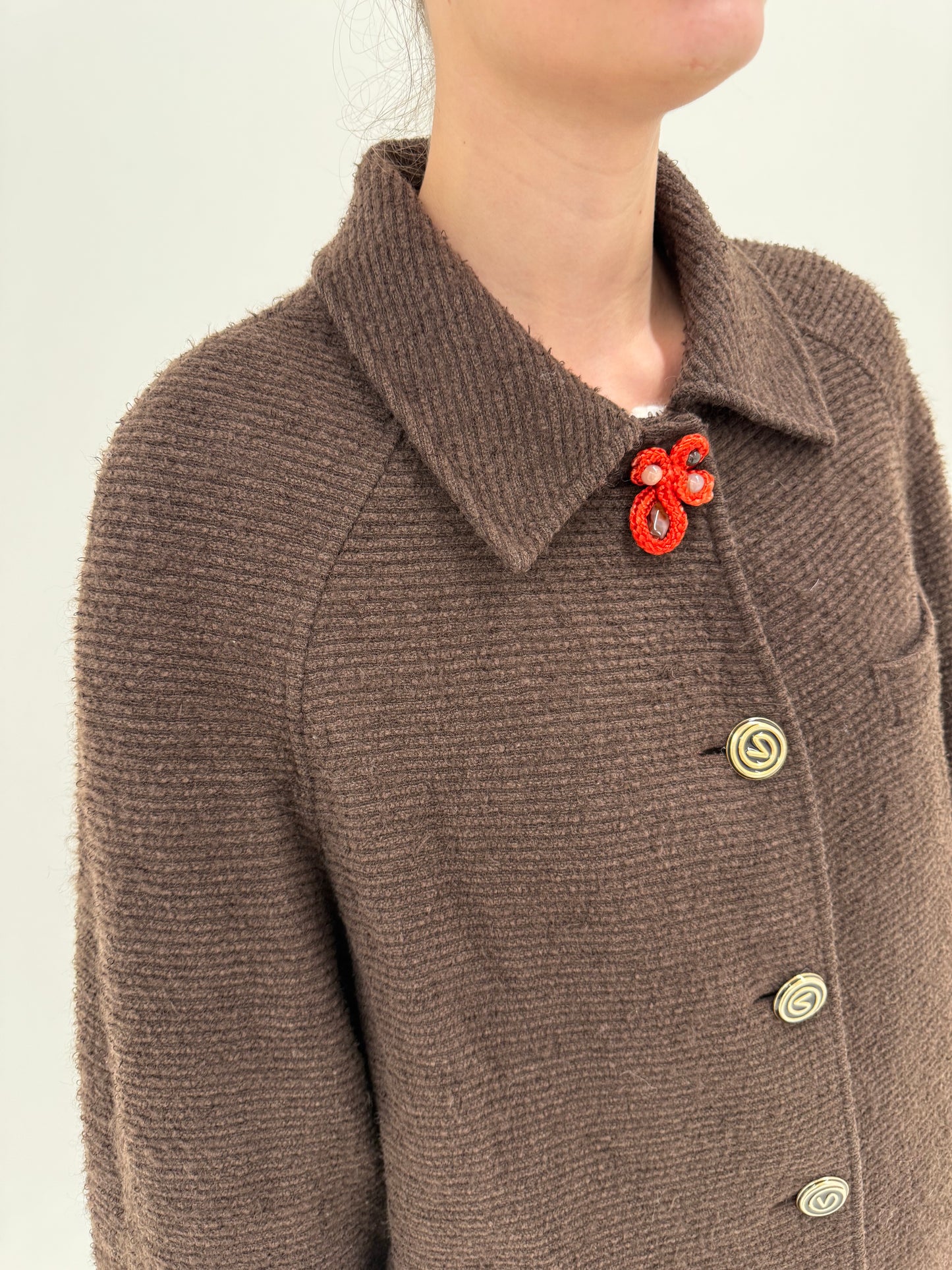 Pardesiu Valentino vintage în croi lejer chocolate brown