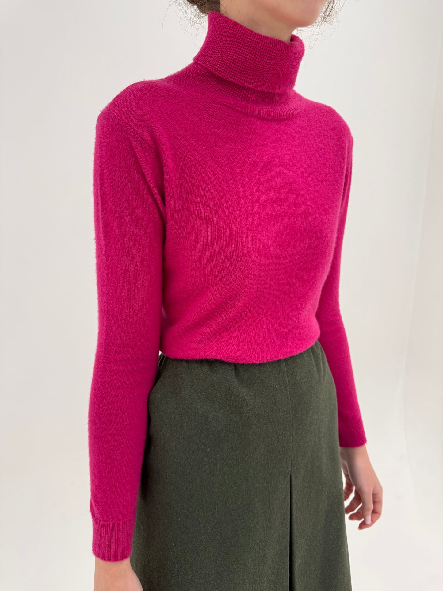 Maleta fucsia din lana extrafina și cașmir